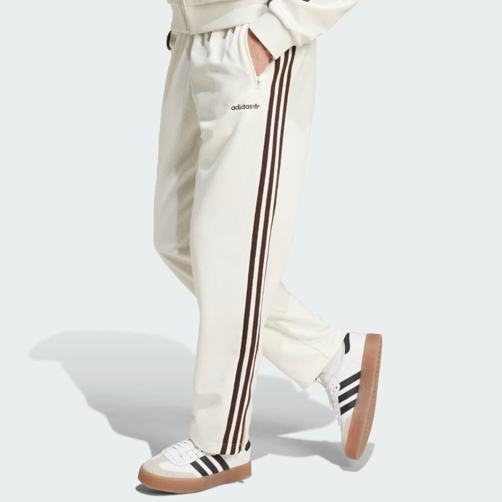 Adidas '80s Premium Embossed 3-Stripes Track Pants in White - Maroon Stripe